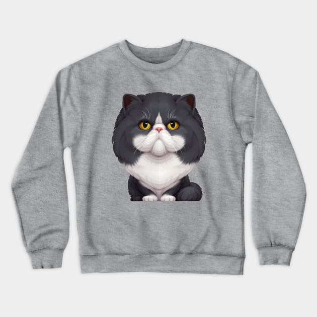 Black & White Cat Cat Crewneck Sweatshirt by stonemask